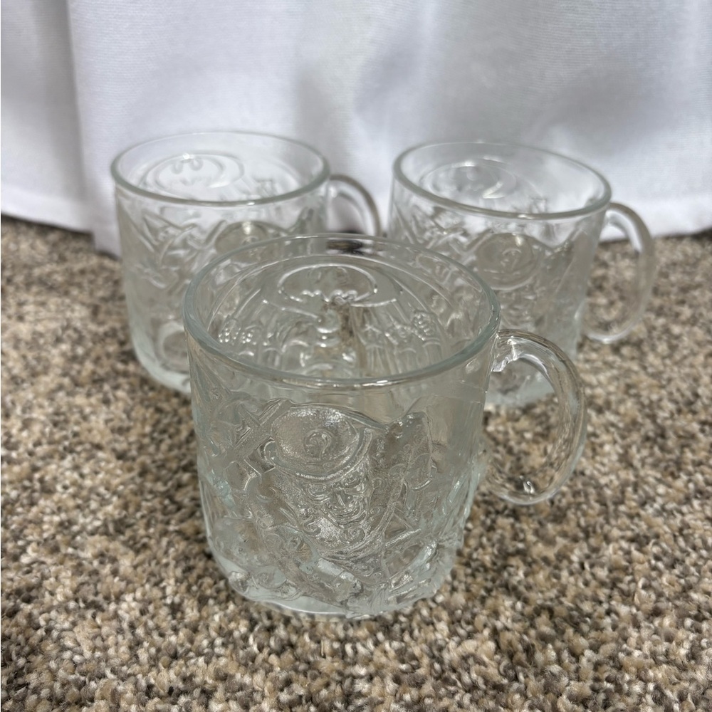 🦇Cups Mugs (3)‎ McDonald’s Batman Forever The Riddler glass mugs EVC